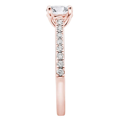 Castell Set Diamond Ring made from rose gold pictured upright and from the side