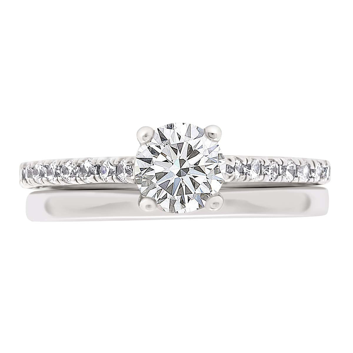 Round Cut Diamond Engagement Ring with White gold Castle Set Band - 'Carmen'