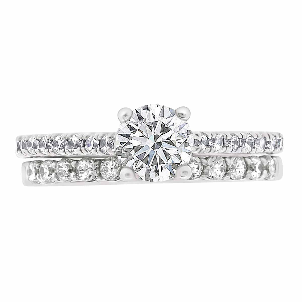 Round Cut Diamond Engagement Ring with Platinum Castle Set Band - 'Carmen'