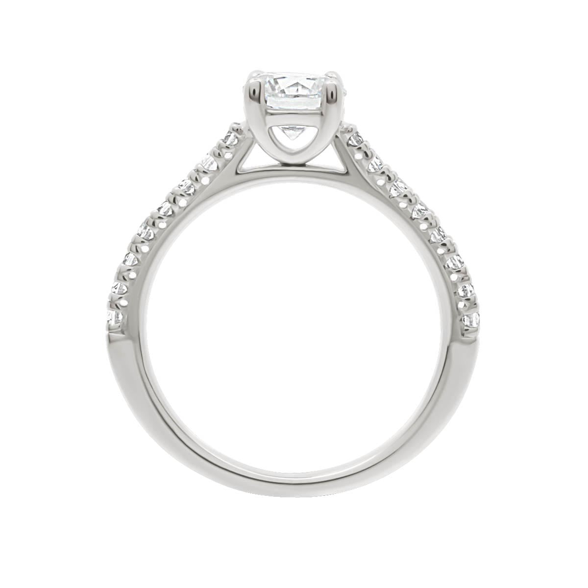 Round Cut Diamond Engagement Ring with White gold Castle Set Band - 'Carmen'