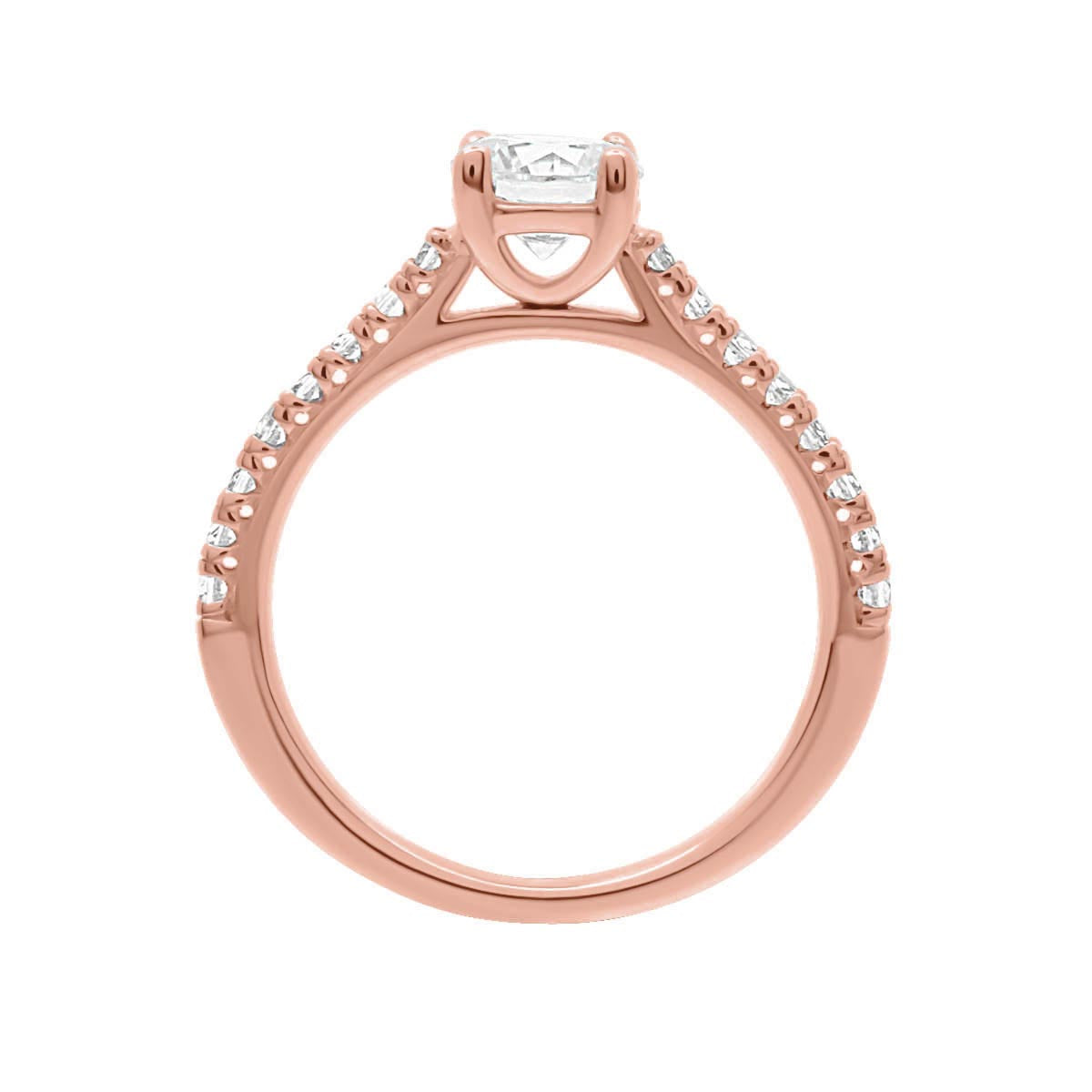 Castell Set Diamond Ring made from rose gold pictured with a diamond wedding ring