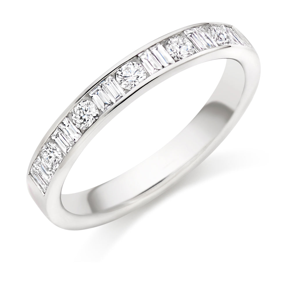 Channel Set Mixed Cut Diamonds In White gold