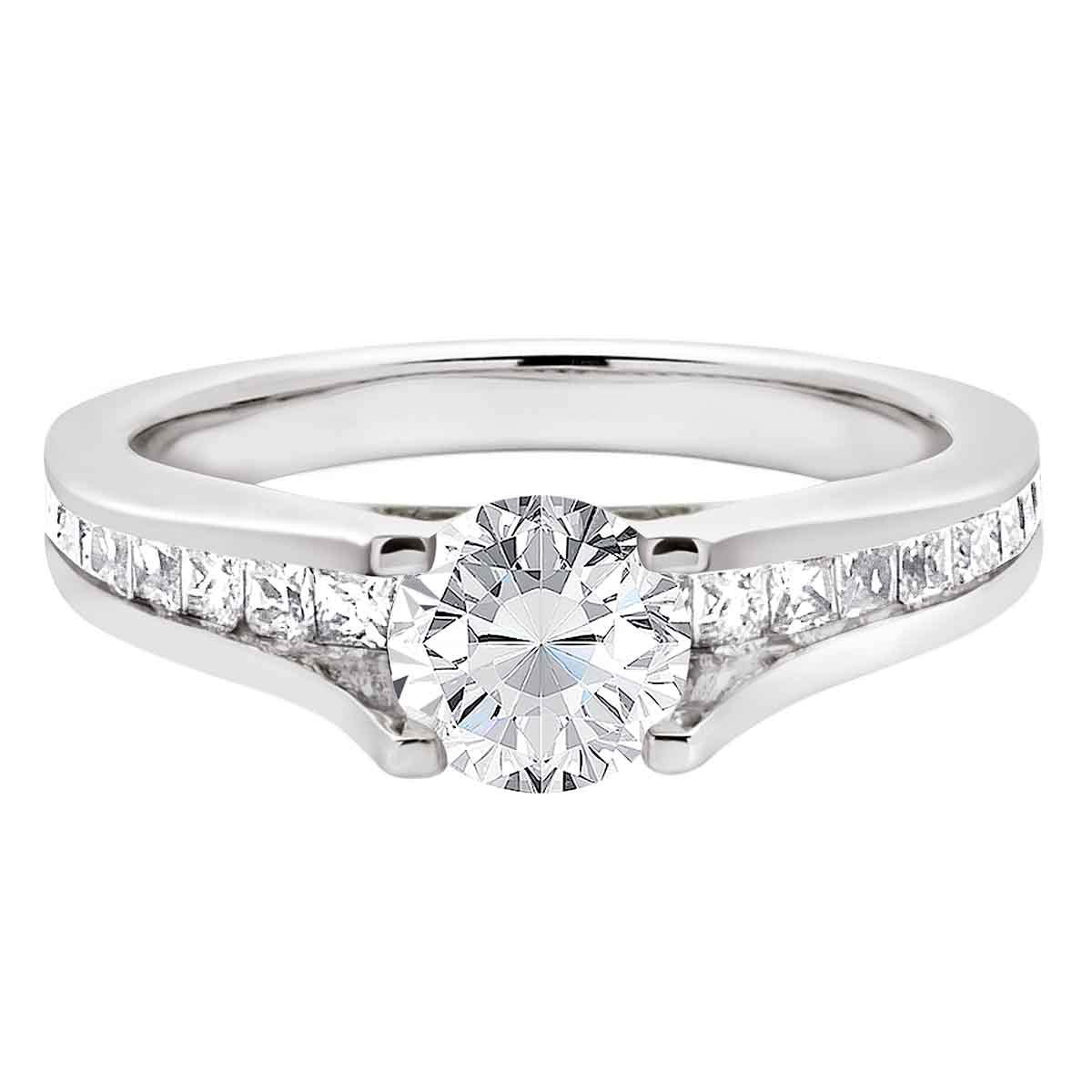 Round Cut Diamond Engagement Ring with Platinum Channel Set Band - ‘Gina’