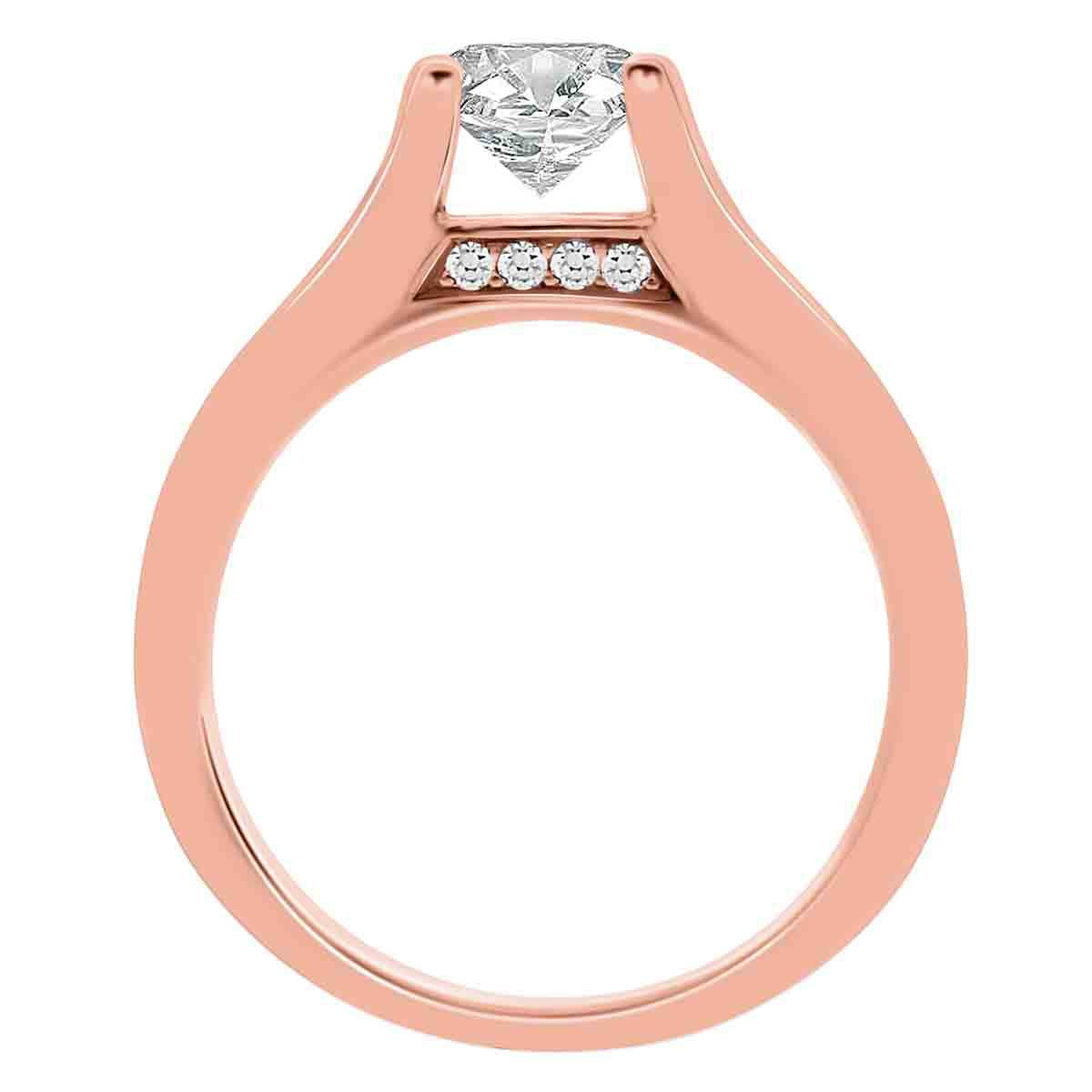 Channel Set Diamond Ring set in rose gold standing upright