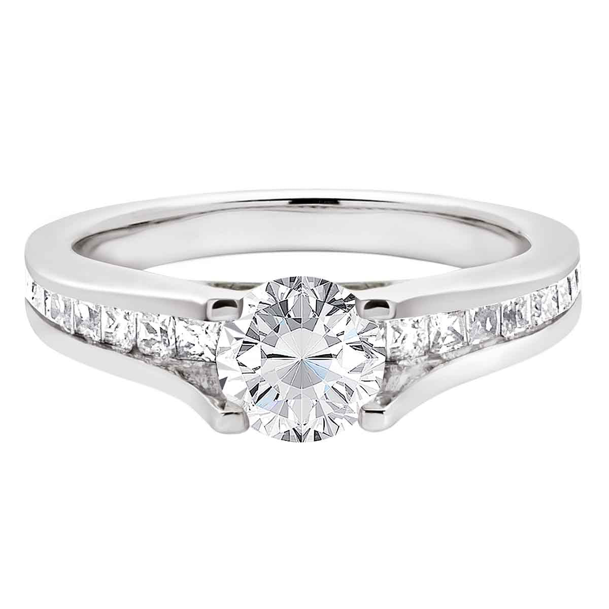 Channel Set Diamond Ring set in white gold