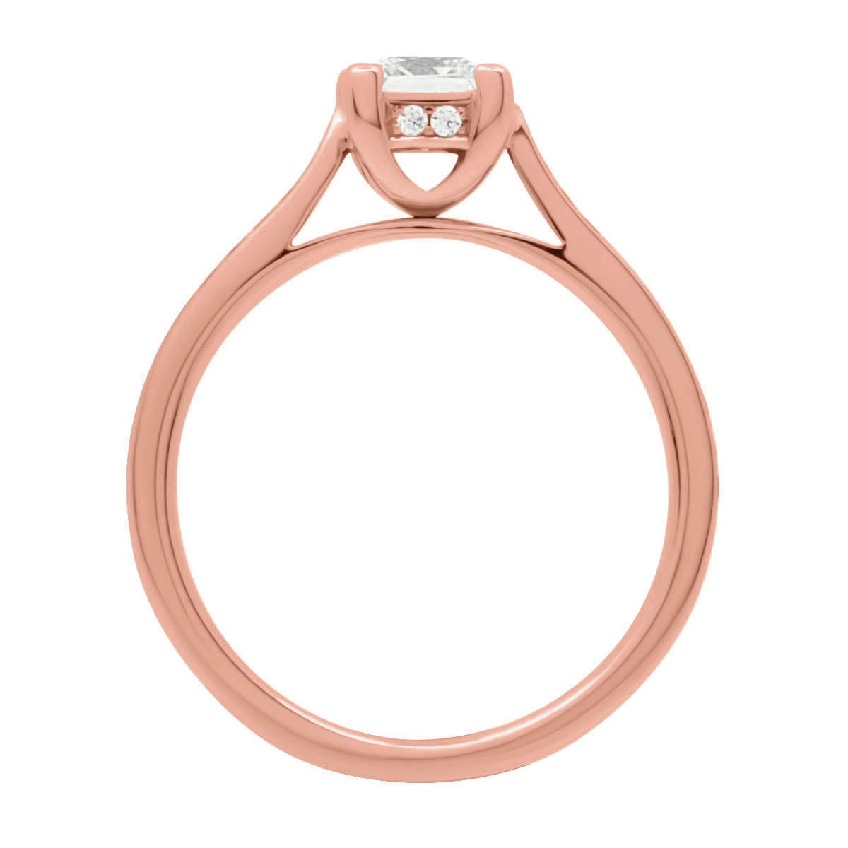Chevron Claw Engagement Ring  made of rose gold in an angled position