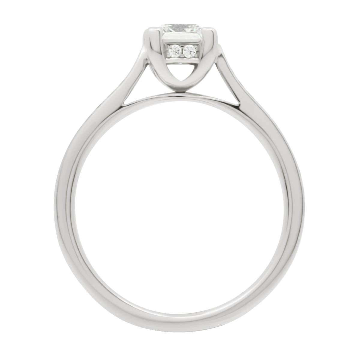 Chevron Claw Engagement Ring  in white gold in upright position