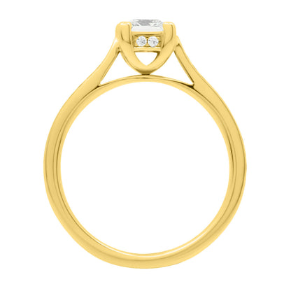 Chevron Claw Engagement Ring made of yellow gold in an upright positon