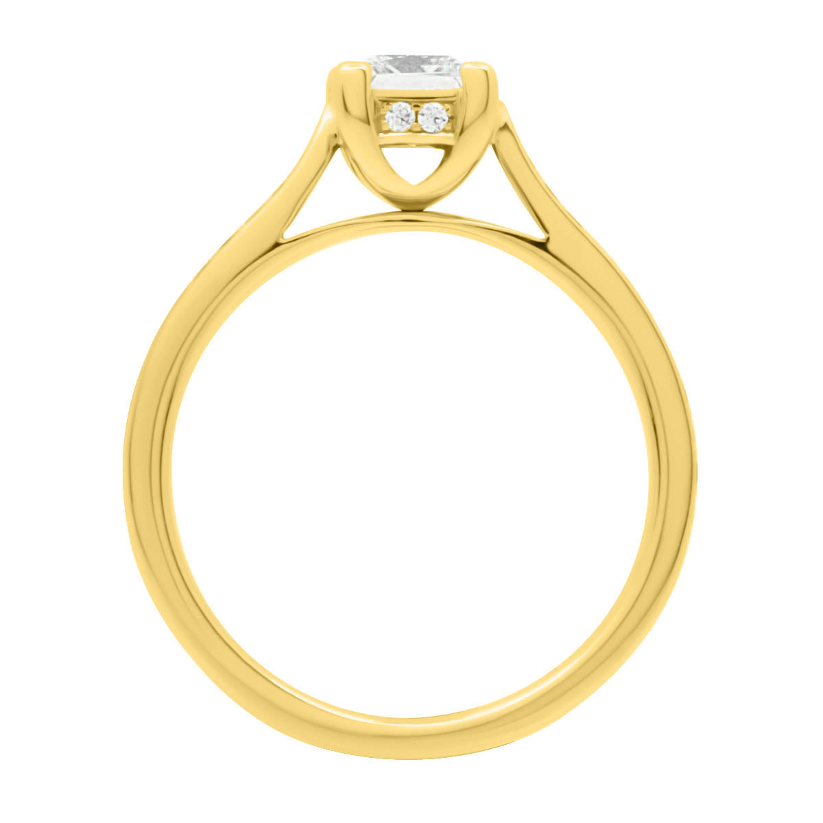 Chevron Claw Engagement Ring made of yellow gold in an upright positon