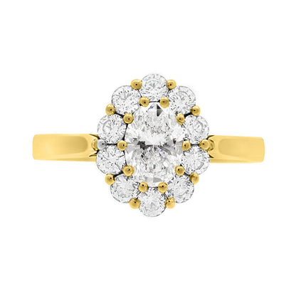 Cluster Engagement Ring in yellow gold