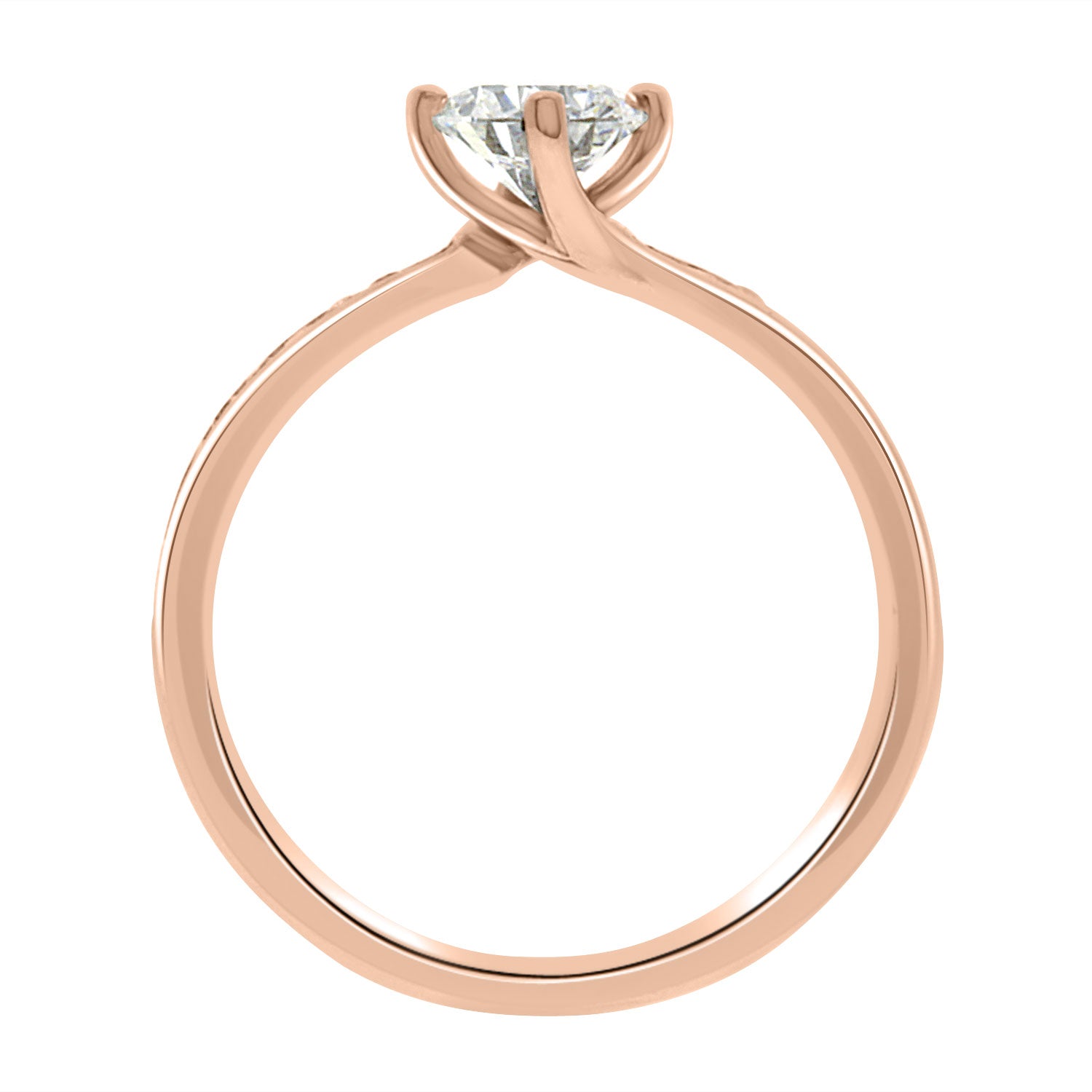 Compass-Set Solitaire Diamond Engagement Ring with Rose Gold Channel Set Band - ‘Chloe DS’