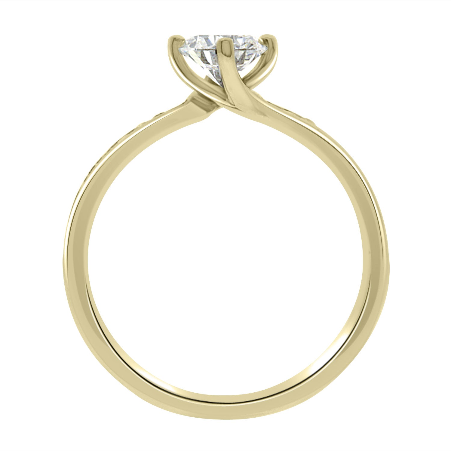 Compass-Set Solitaire Diamond Engagement Ring with Yellow Gold Channel Set Band - ‘Chloe DS’