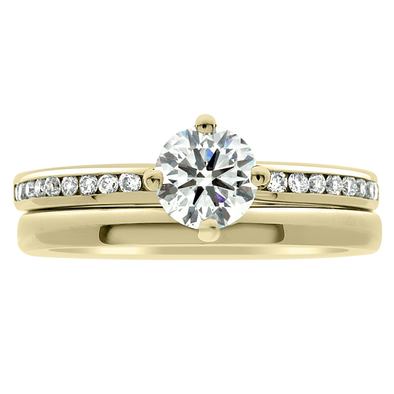 Compass-Set Solitaire Diamond Engagement Ring with Yellow Gold Channel Set Band - ‘Chloe DS’