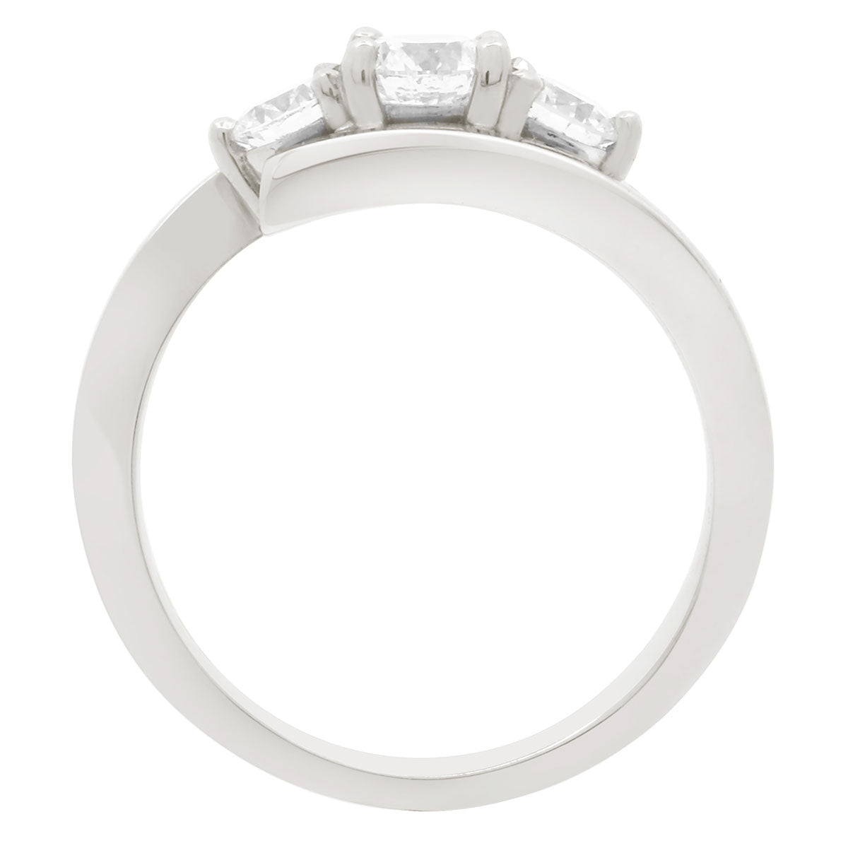 Round Cut Diamond Engagement Ring with Platinum Contemporary Style Shank - ‘Carla’