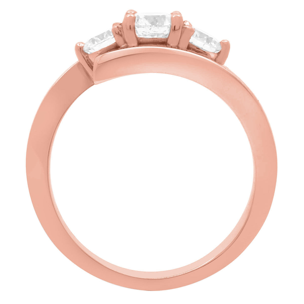 Round Cut Diamond Engagement Ring with Rose Gold Contemporary Style Shank - ‘Carla’