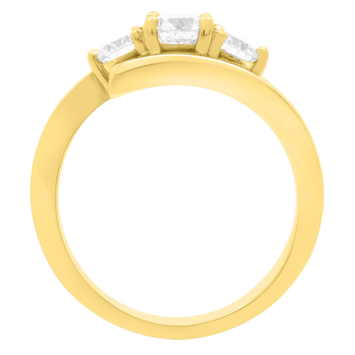 Round Cut Diamond Engagement Ring with Yellow Gold Contemporary Style Shank - ‘Carla’