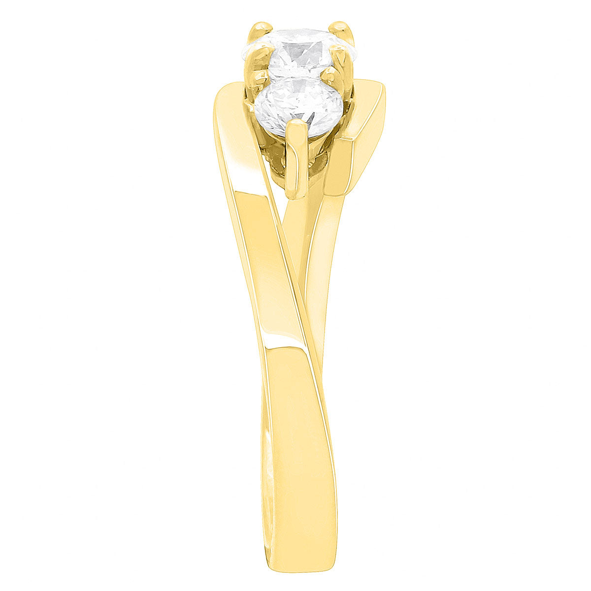 Round Cut Diamond Engagement Ring with Yellow Gold Contemporary Style Shank - ‘Carla’