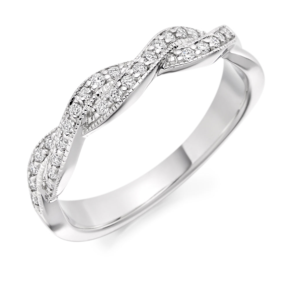 Criss-Cross Diamond Ring IN white Gold