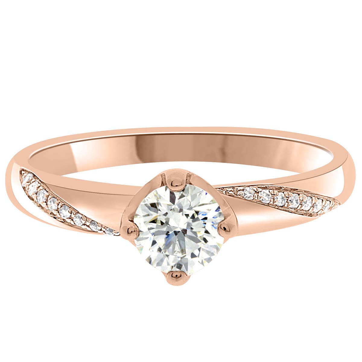 Crossover Band Engagement Ring made from rose gold