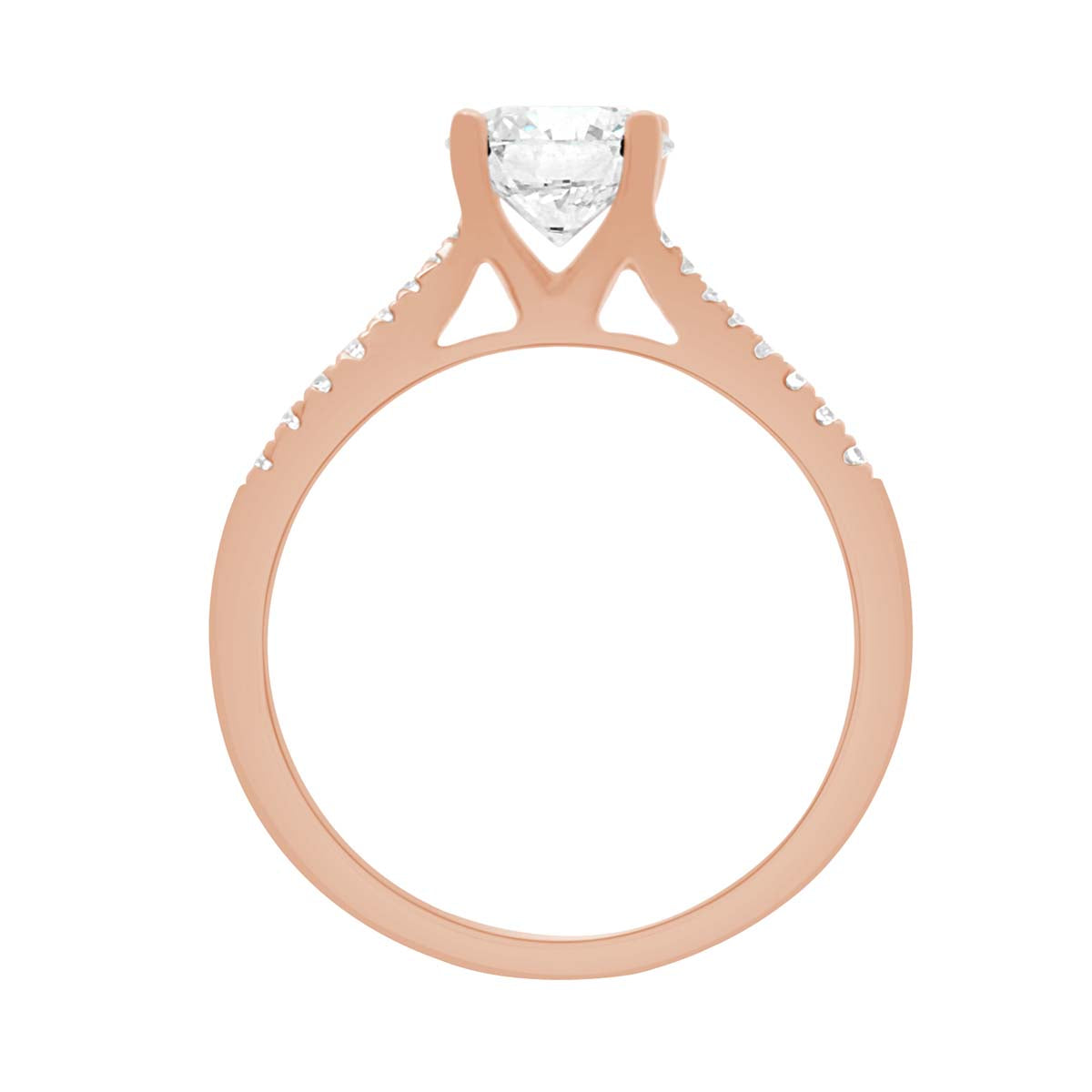 Crossover Solitaire Ring made from 18kt rose gold pictured standing epright