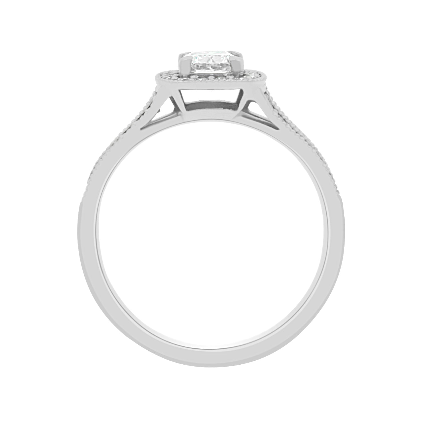 Cushion Cut Diamond Antique Engagement Ring with Platinum Set Band - 'Pippa'