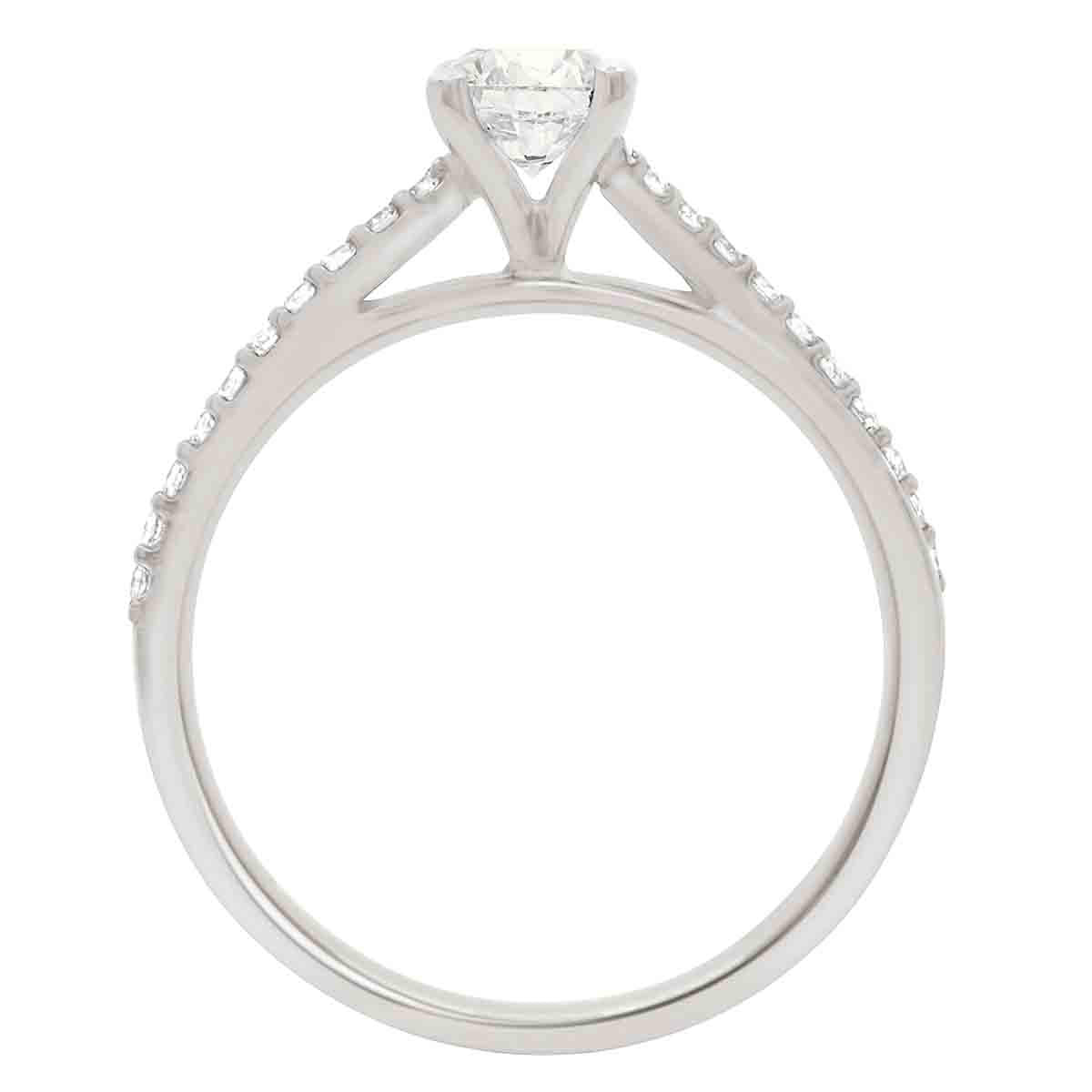 Debeers Promise Ring Style in white gold standing in an upright position