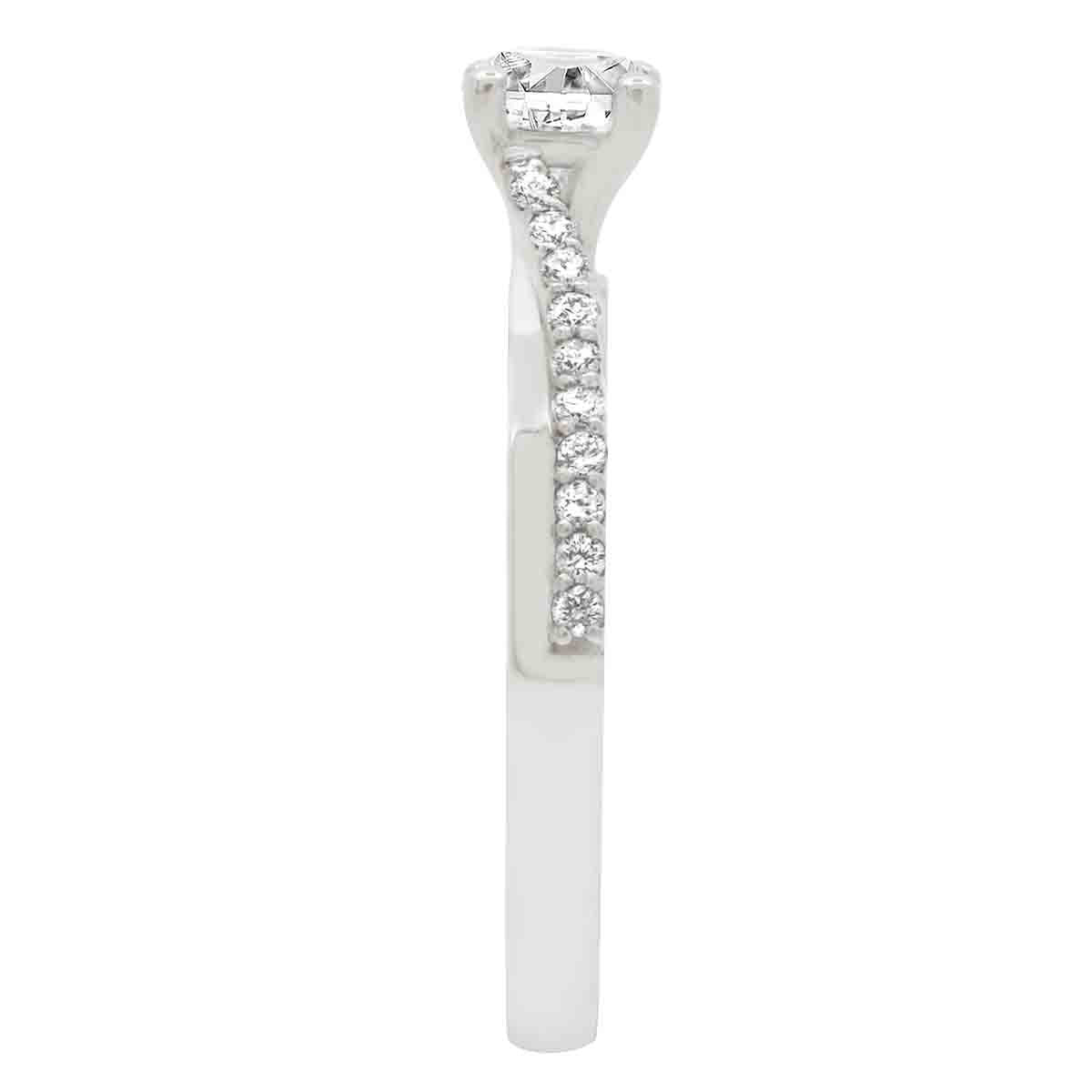 Debeers Promise Ring Style in white gold upright and viewed from the side