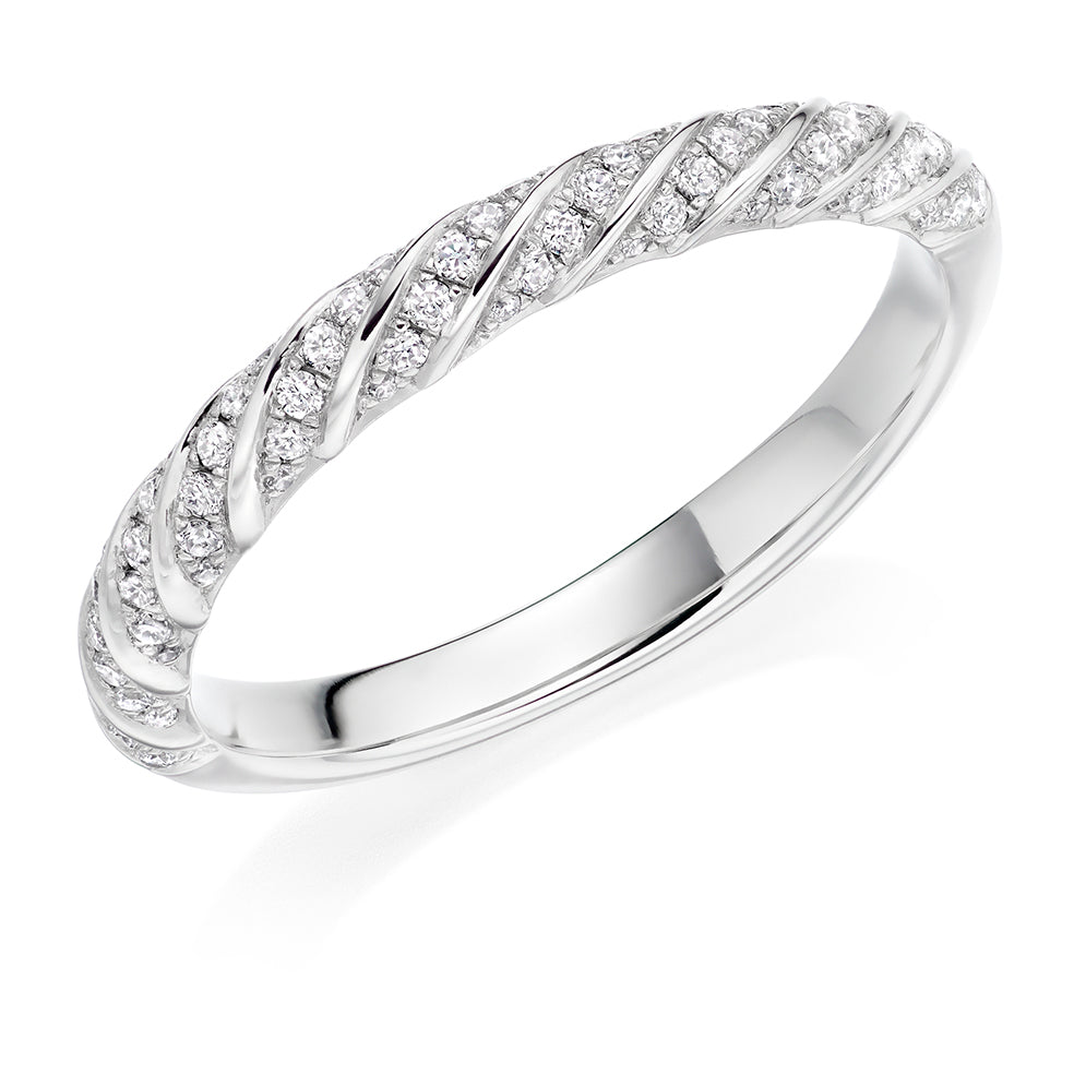 Diamond Rope Ring in White Gold