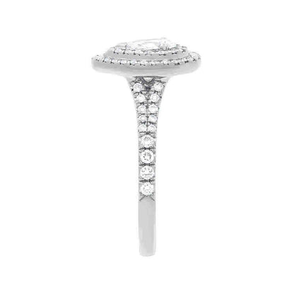 Double Halo Pear Diamond Ring made from white gold and diamonds in a dise profile image