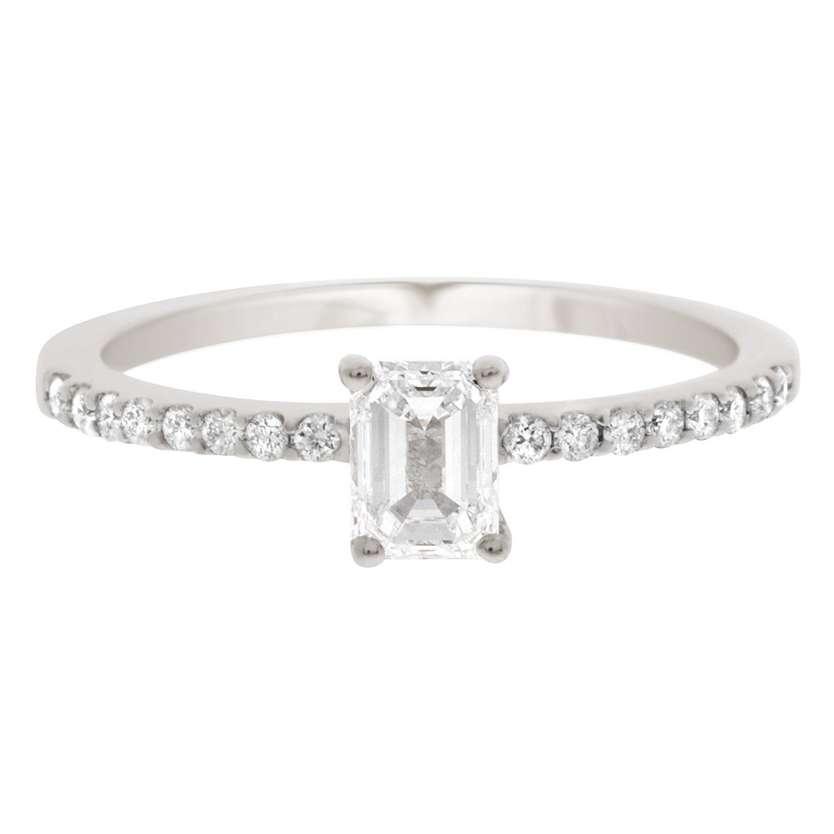 Emerald Cut Diamond Ring IN WHITE GOLD