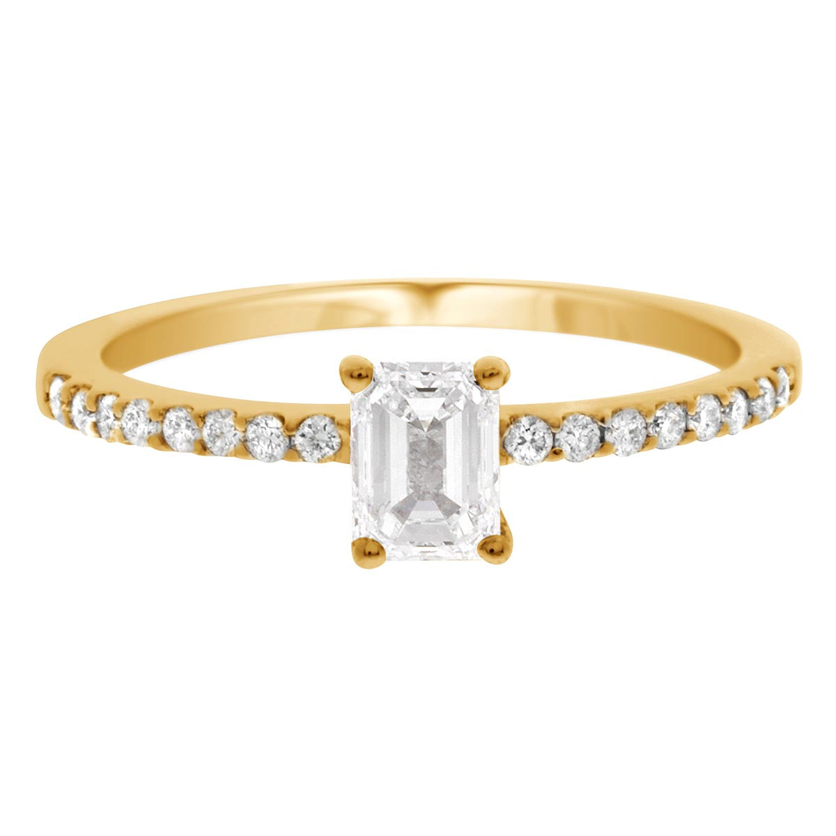 Emerald Cut Diamond Ring IN YELLOW GOLD