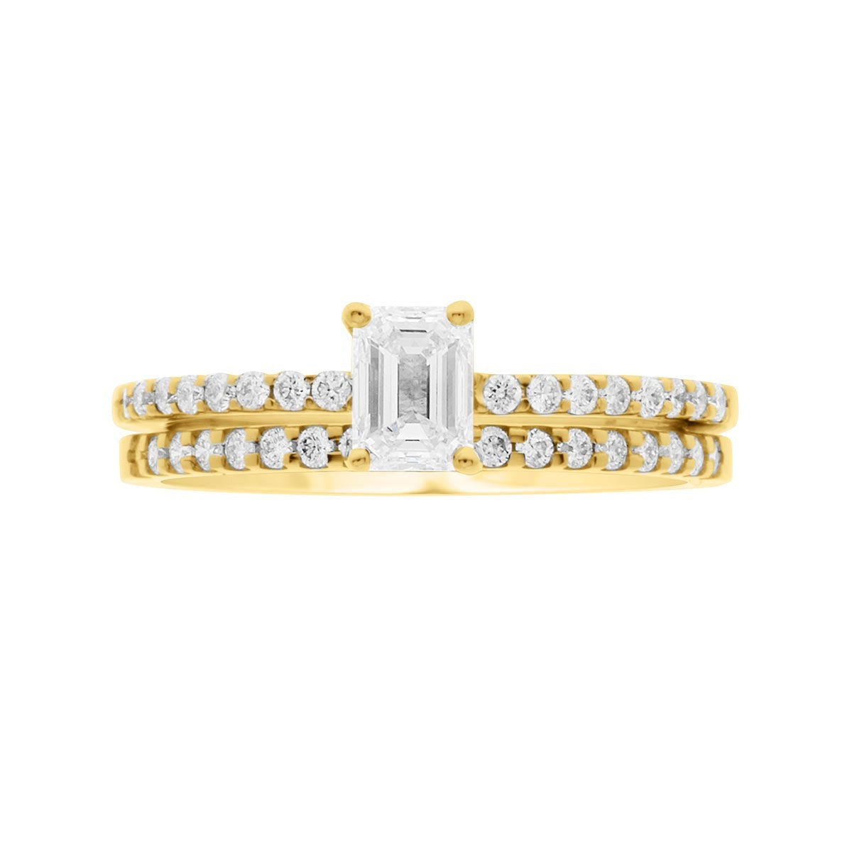 Emerald Cut Diamond Solitaire Engagement Ring with Yellow Gold Set Band - 'Amy'