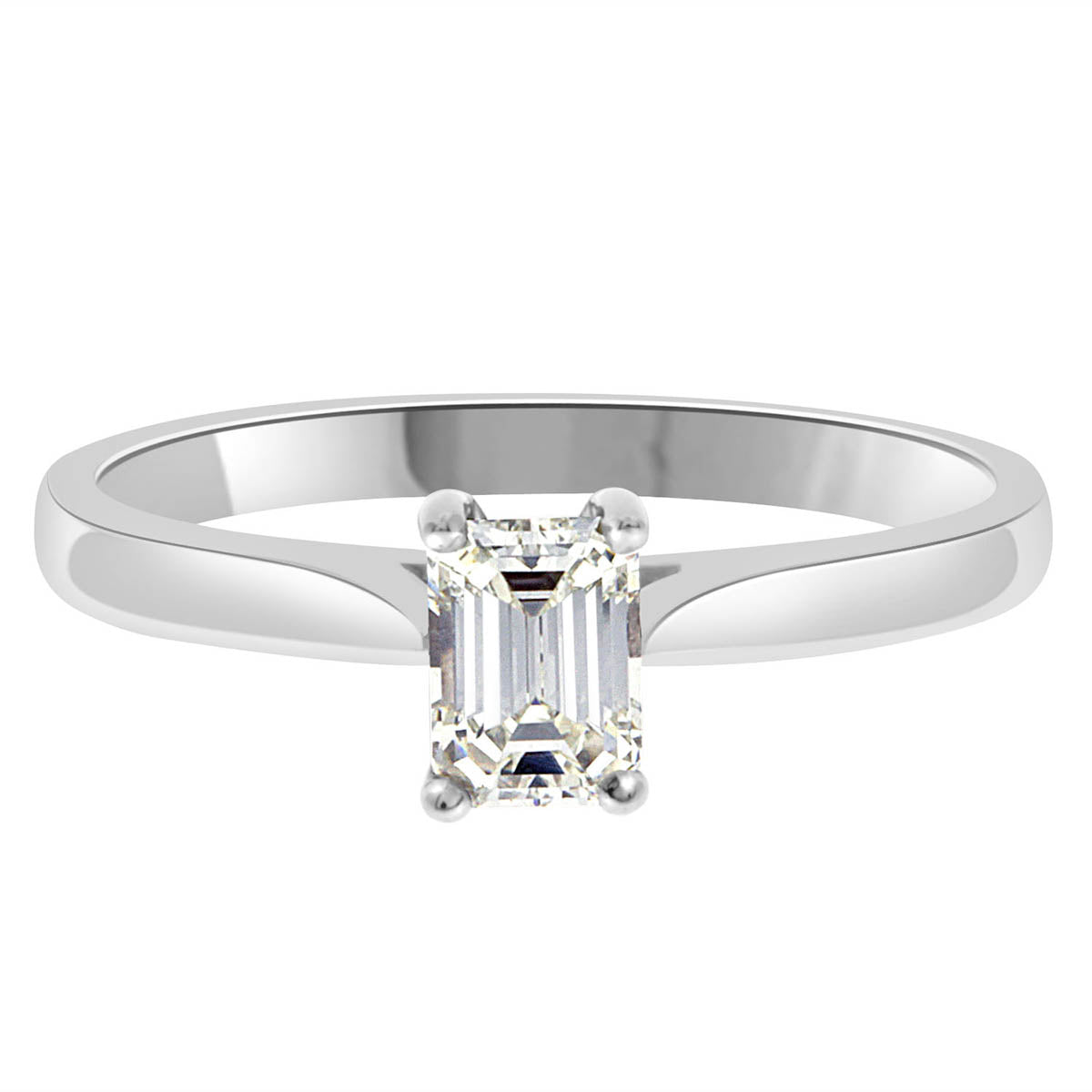 Emerald Cut Diamond Solitaire Engagement Ring with Platinum Set Band - ‘Jane’