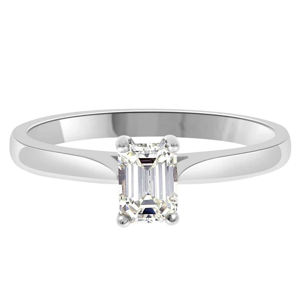 Emerald Cut Ring Solitaire Engagement Ring in platinum