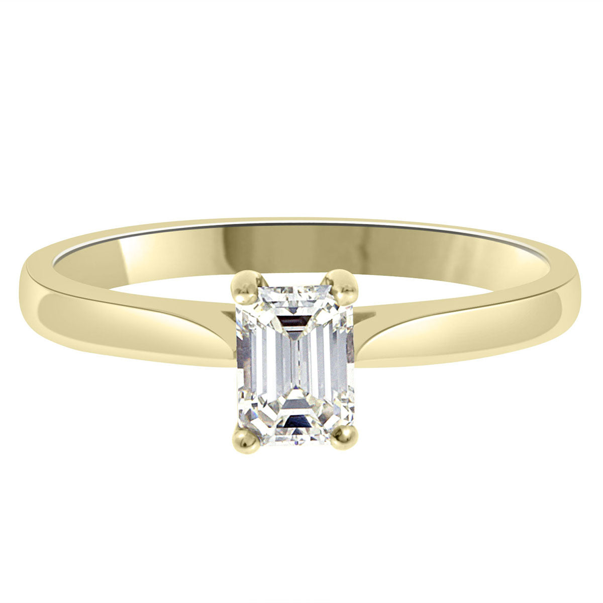 Emerald Cut Ring Solitaire Engagement Ring in yellow gold