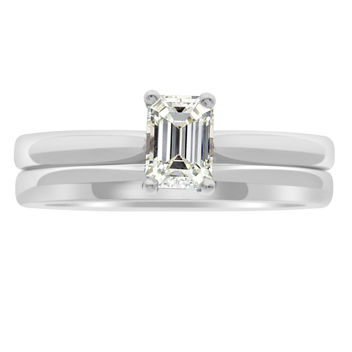 Emerald Cut Diamond Solitaire Engagement Ring with Platinum Set Band - ‘Jane’