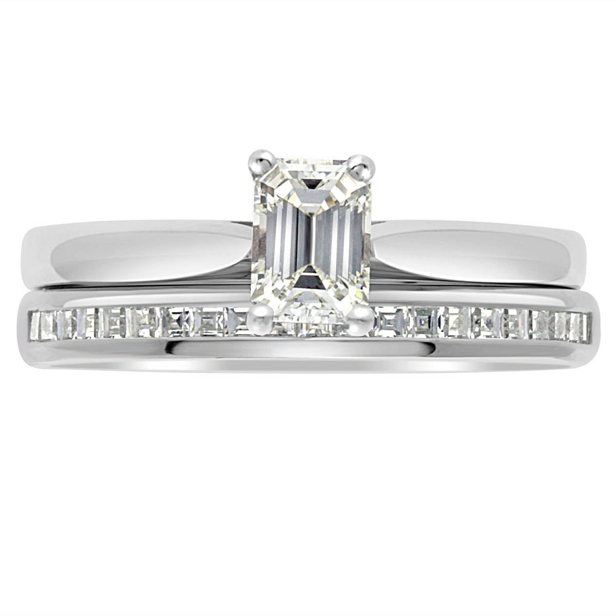 Emerald Cut Diamond Solitaire Engagement Ring with Platinum Set Band - ‘Jane’