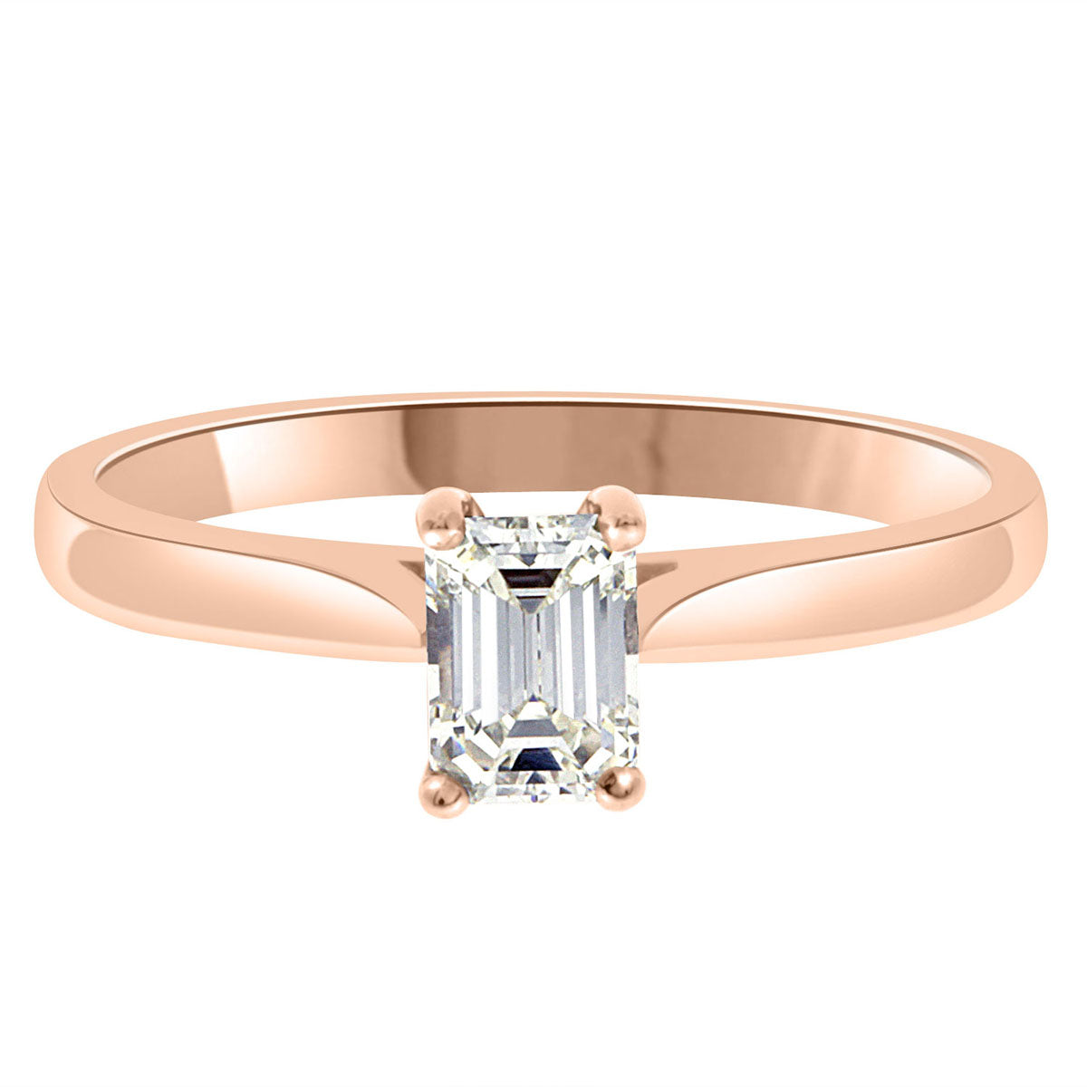 Emerald Cut Ring Solitaire Engagement Ring in rose gold