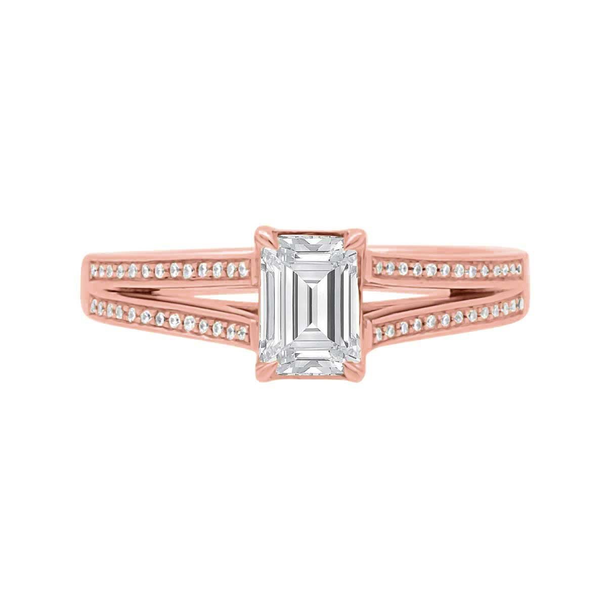 Emerald Cut With Split Shoulders in rose gold