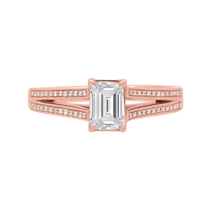 Emerald Cut With Split Shoulders in rose gold