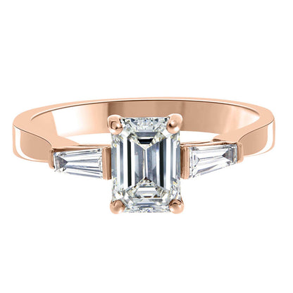 Emerald Cut With Tapered Baguettes in rose gold