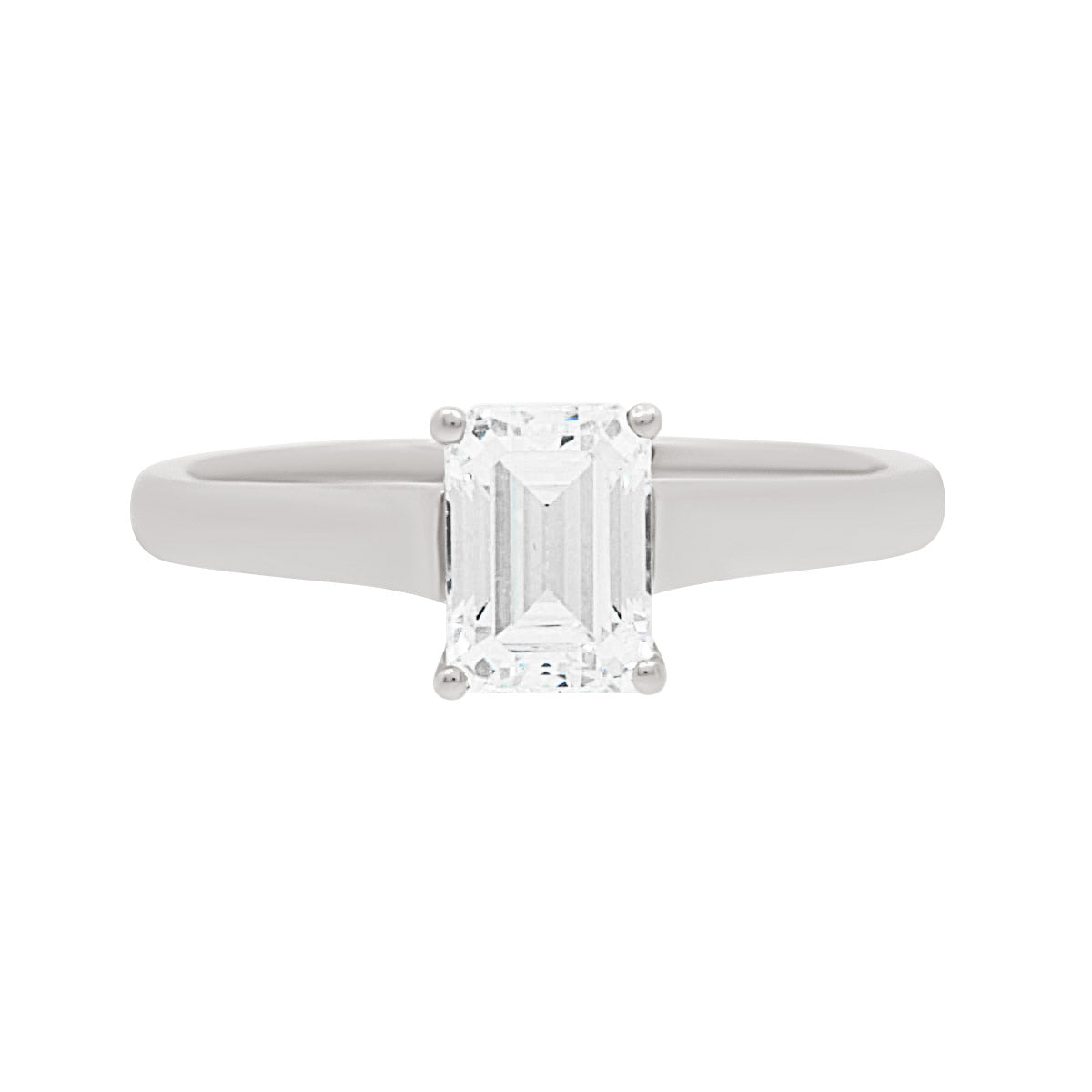 Emerald Cut Diamond Solitaire Engagement Ring with Platinum Set Band - ‘Julia’