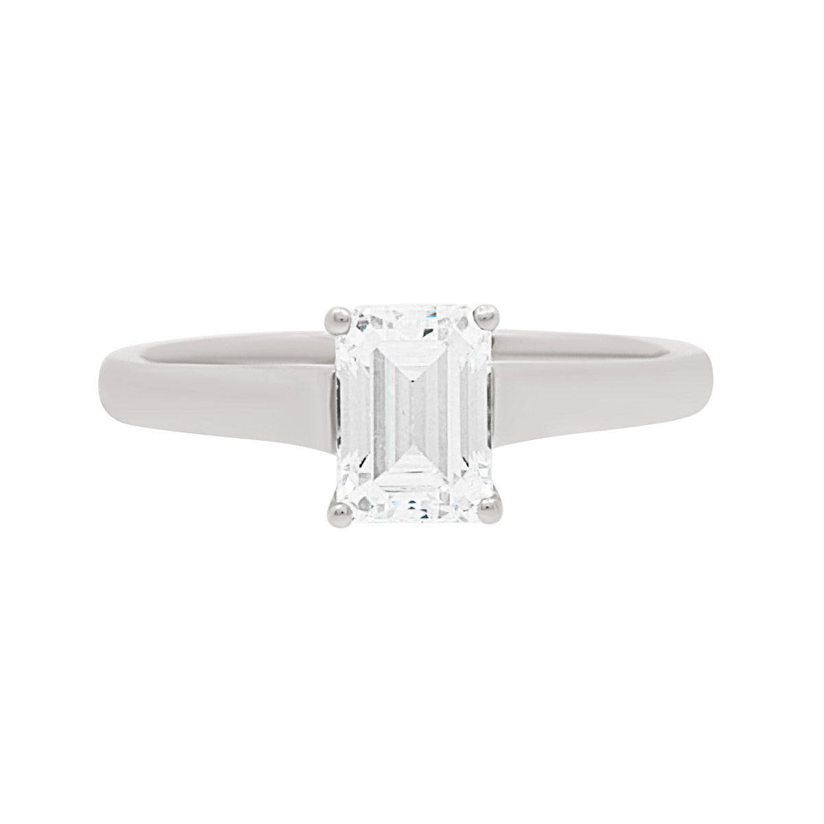 Emerald cut solitaire engagement ring In white gold