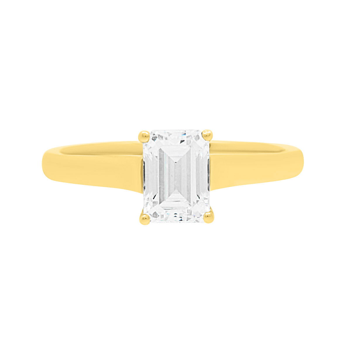 Emerald cut solitaire engagement ring IN Yellow Gold
