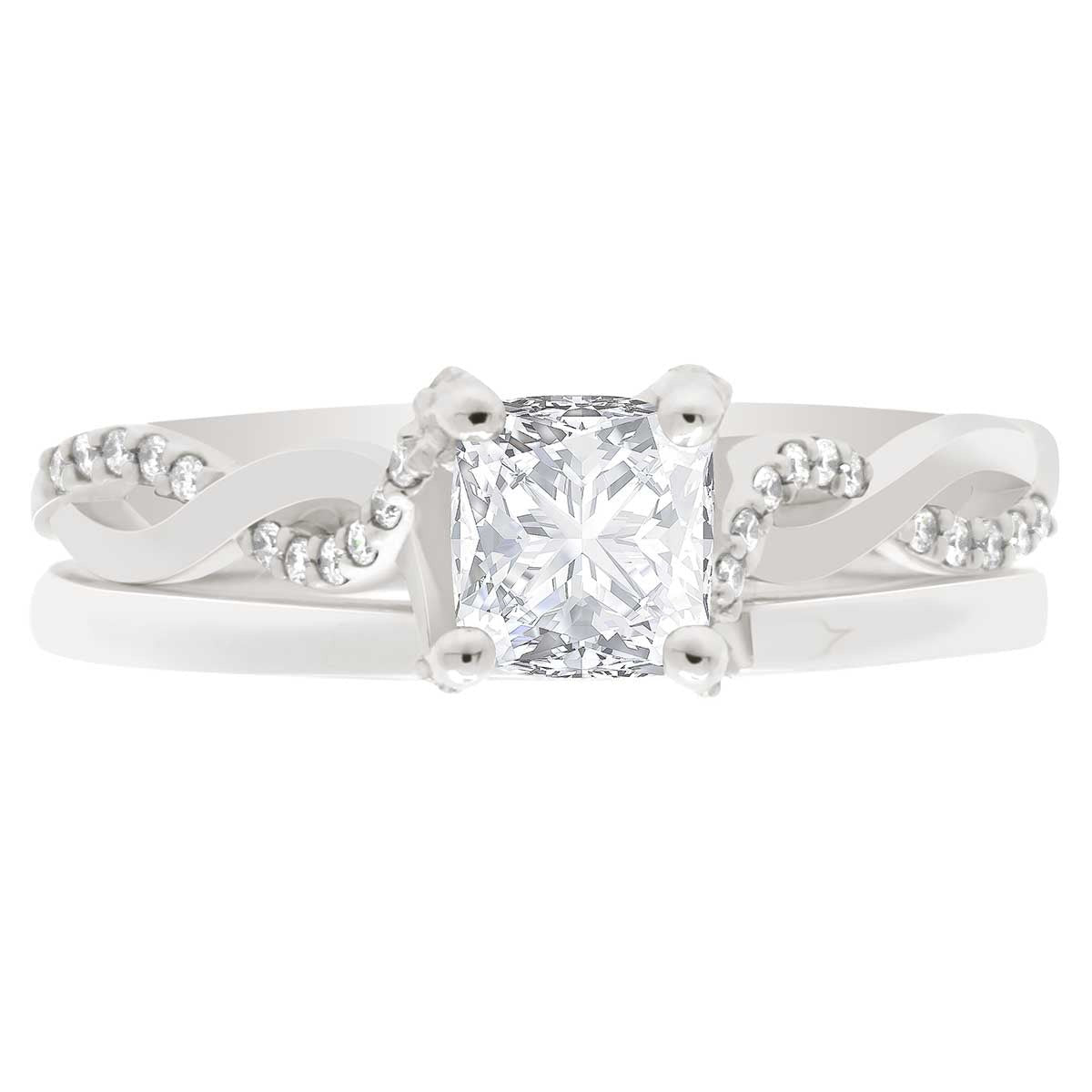 Cushion Cut Diamond Engagement Ring Platinum Twisted Band - ‘Ritz’