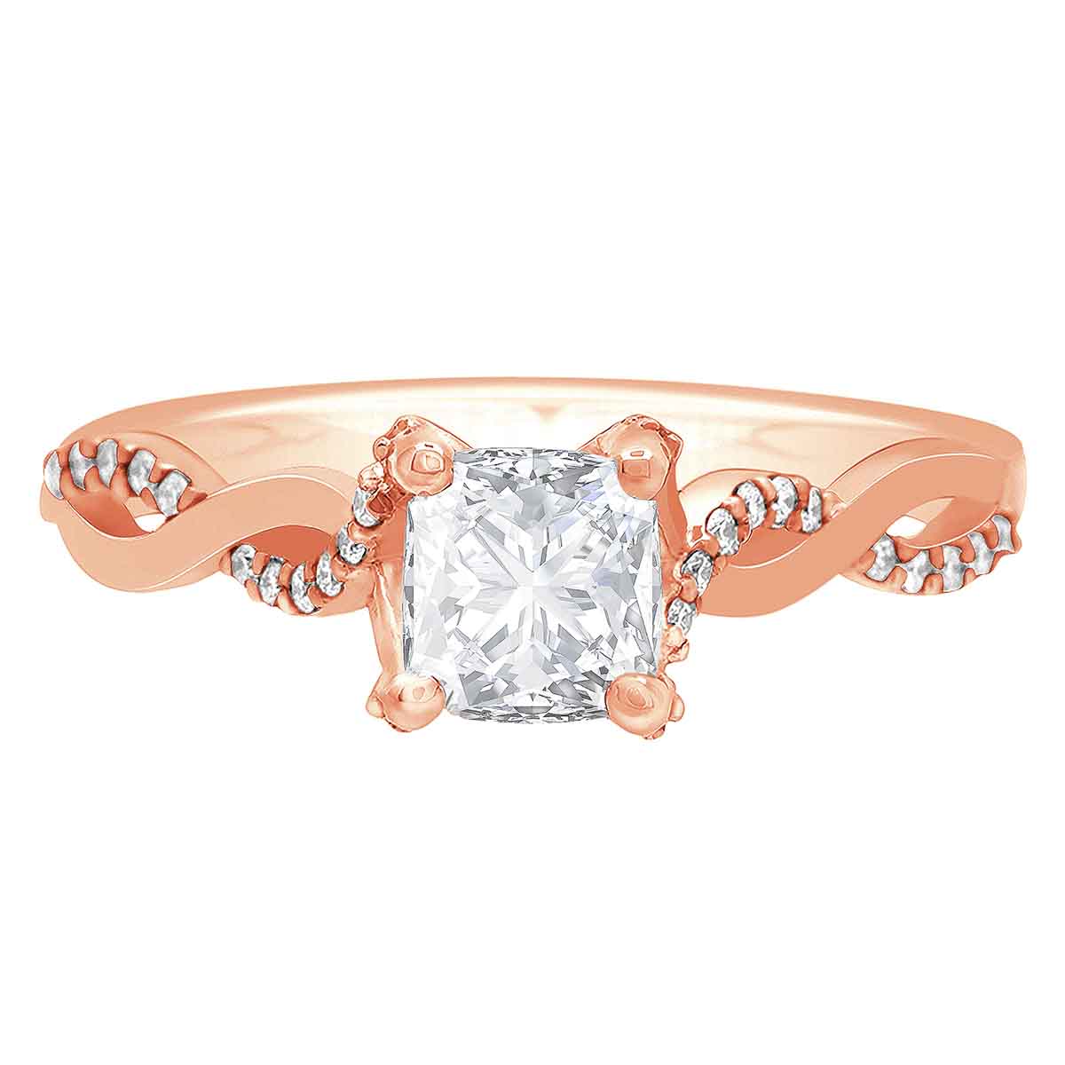 Engagement Ring With Twisted band made in rose gold