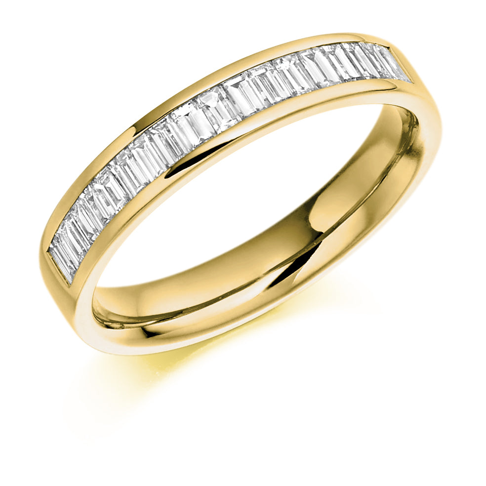 Eternity Ring Or Wedding Ring With Baguette Cut Diamonds In Yellow Gold