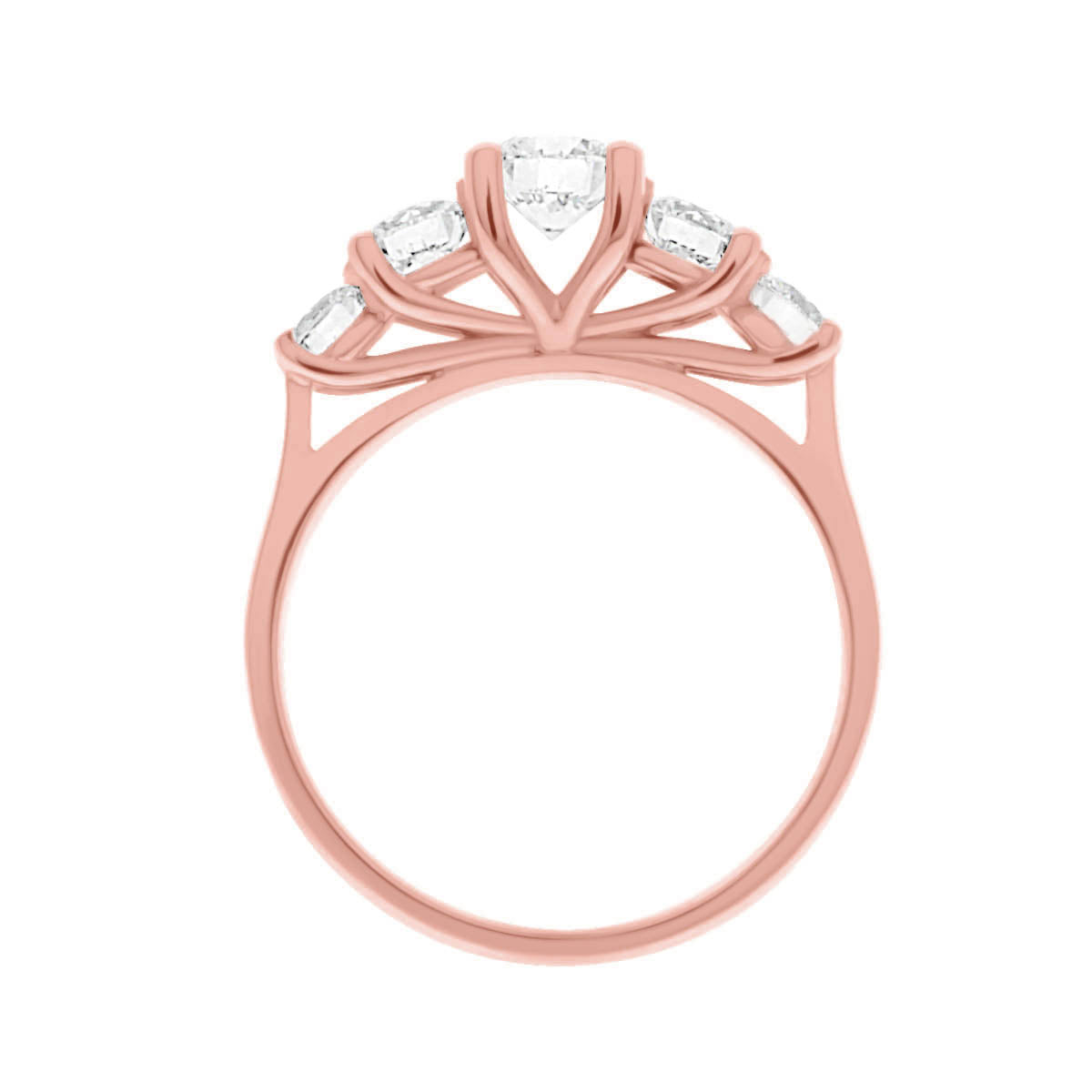 Five Stone Round Cut Diamond Engagement Ring with Rose Gold Set Band - 'Nina’