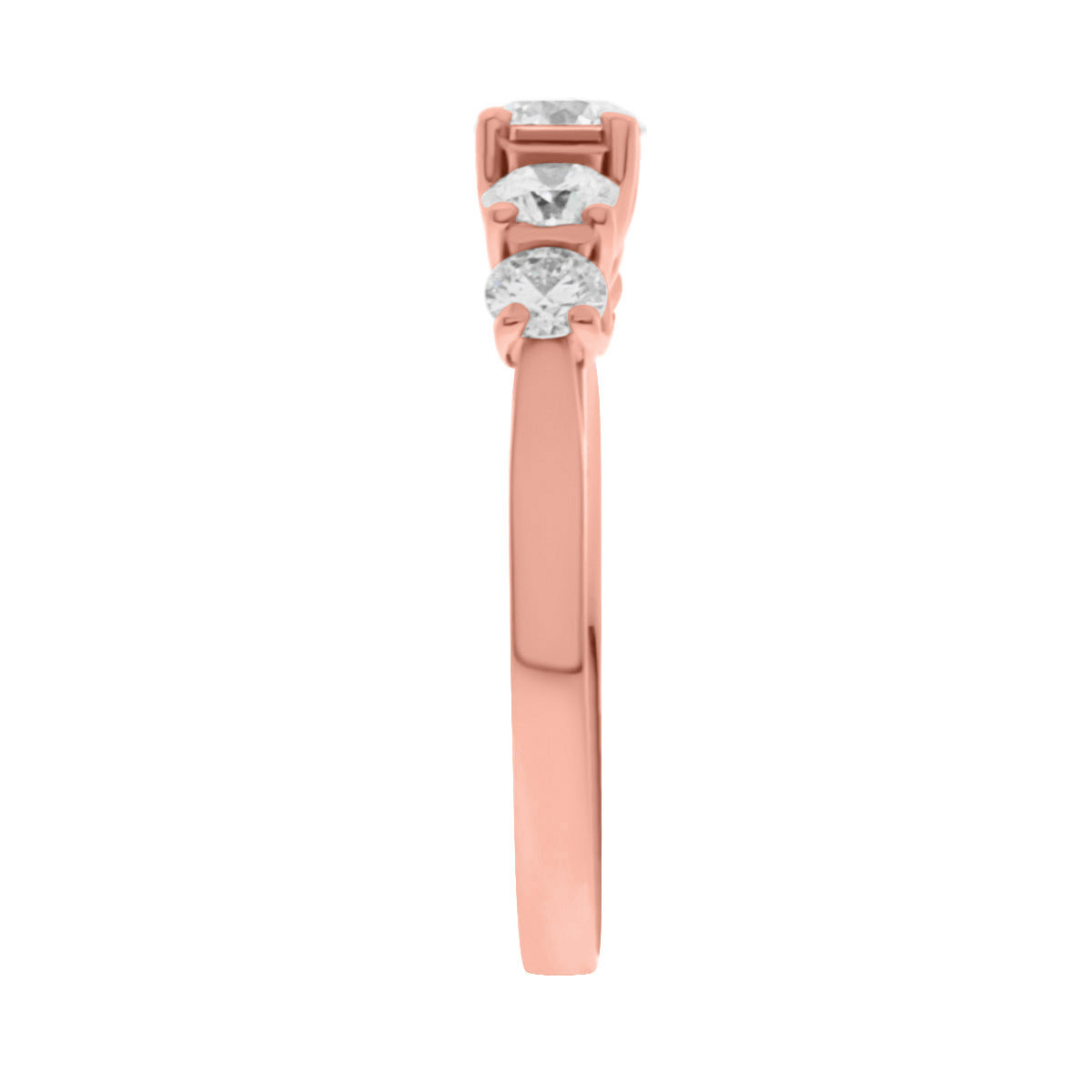 Five Stone Round Cut Diamond Engagement Ring with Rose Gold Set Band - 'Nina’