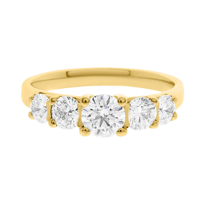 Five Stone Diamond Ring in yellow gold